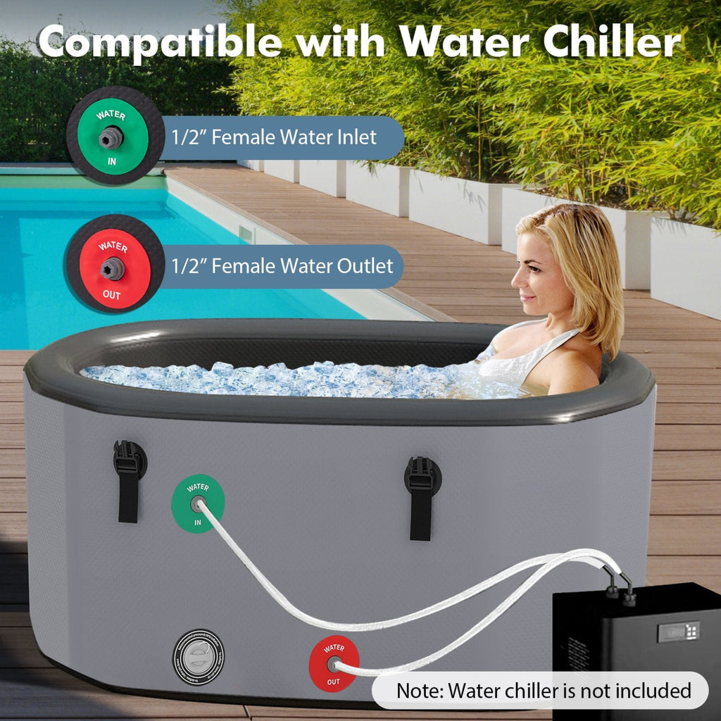 129-Gallon Oval Ice Bath with Cover & Pump – Grey